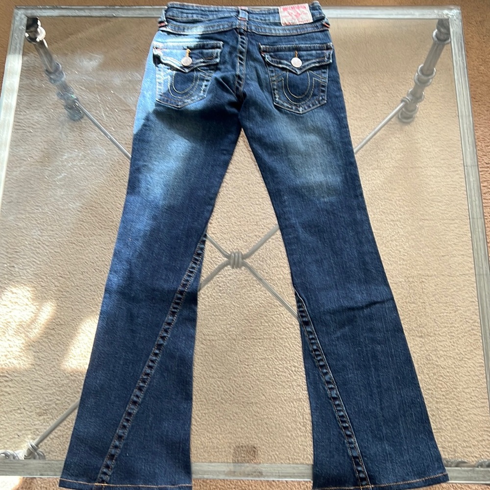 Women’s pre owned True Religion 503 flare blue jeans 24”x28”